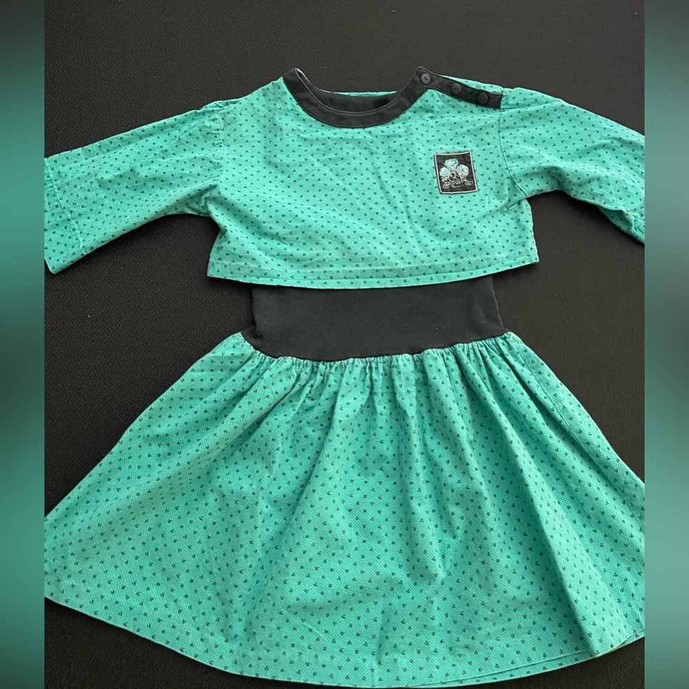 VTG Amy Too! Byer California teal / black dress girls sz 14